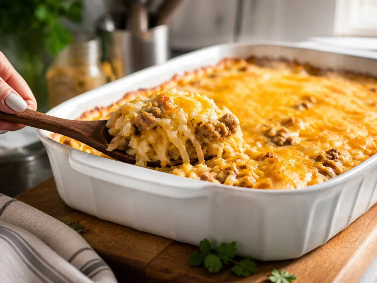 hashbrown casserole with ground beef recipe step 7