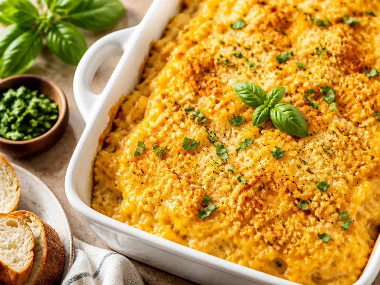 Simple hashbrown casserole made with a homemade white sauce