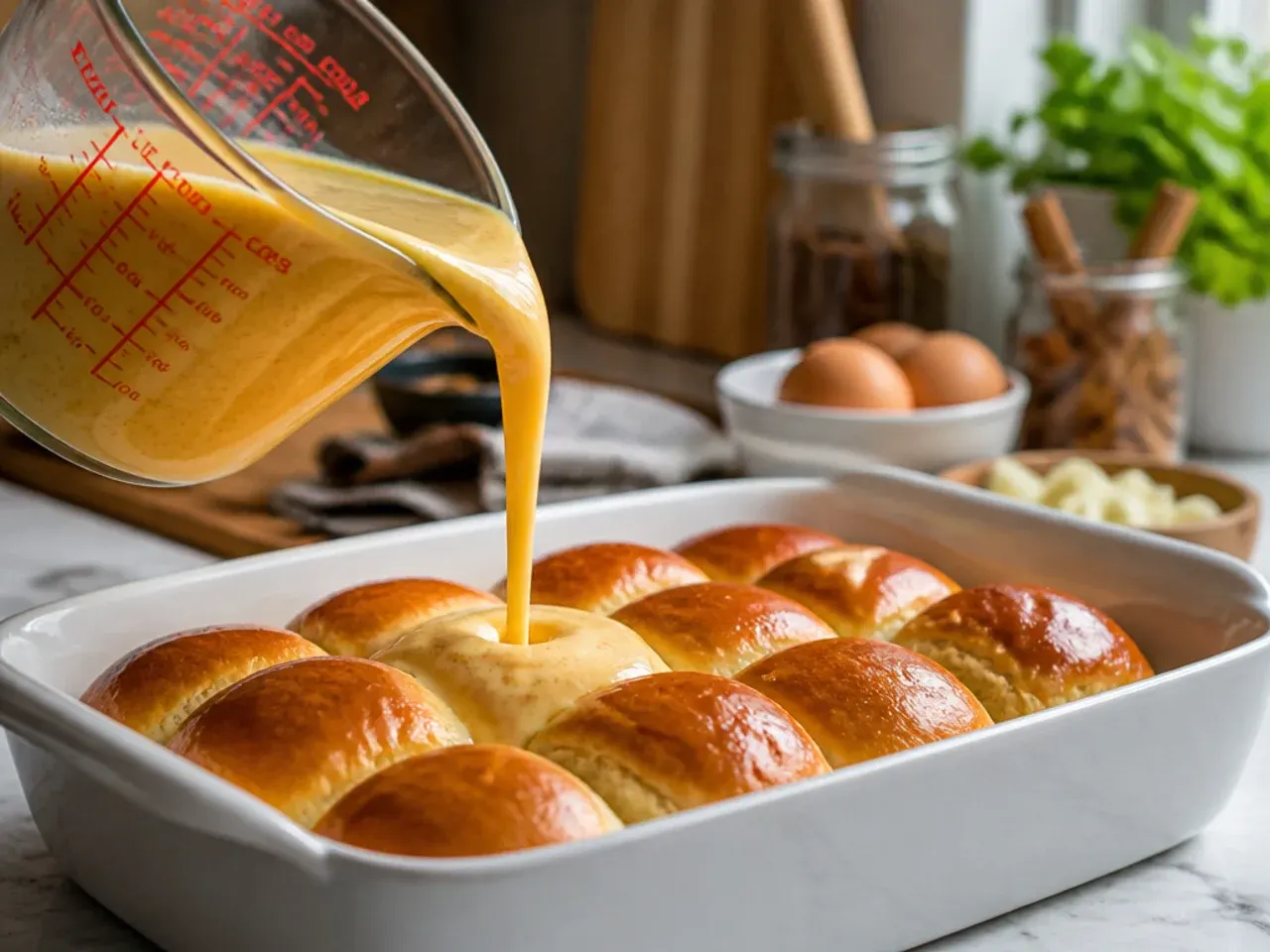 hawaiian roll french toast casserole recipe step 4