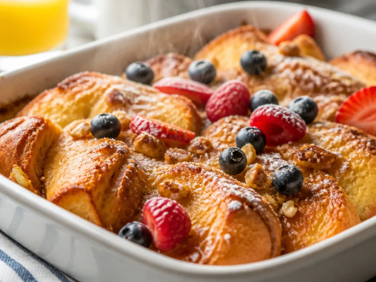 Close-up cross-section comparing soft Hawaiian roll casserole and firmer classic French toast casserole