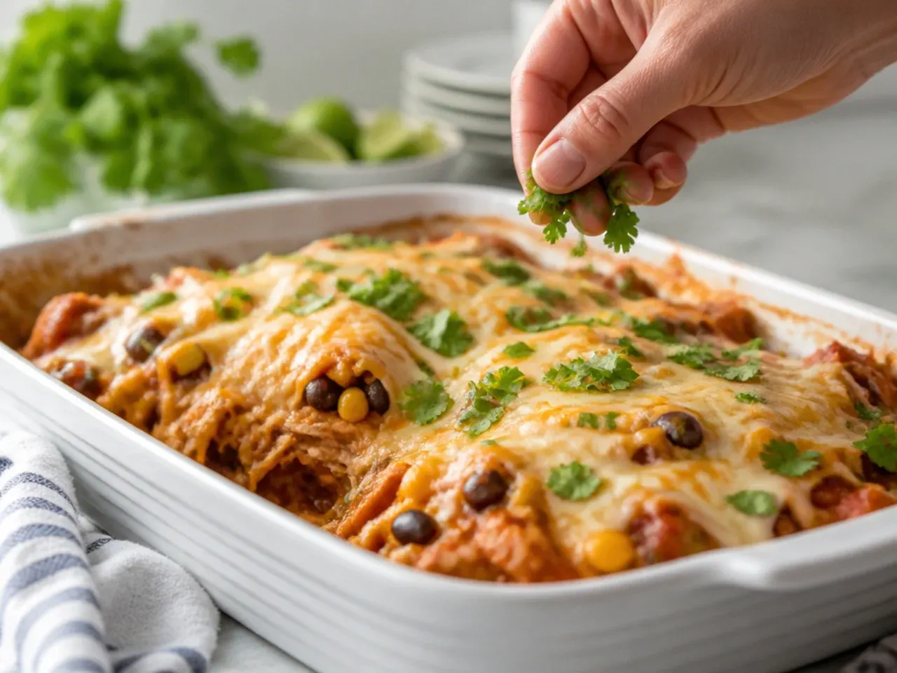 healthy chicken enchilada casserole recipe step 7