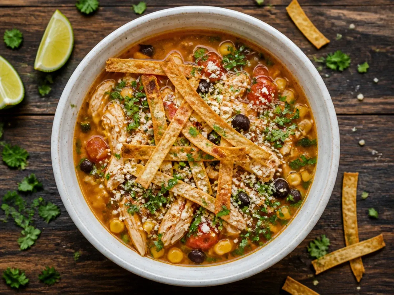 Baking tray of golden baked corn tortilla strips fresh from the oven