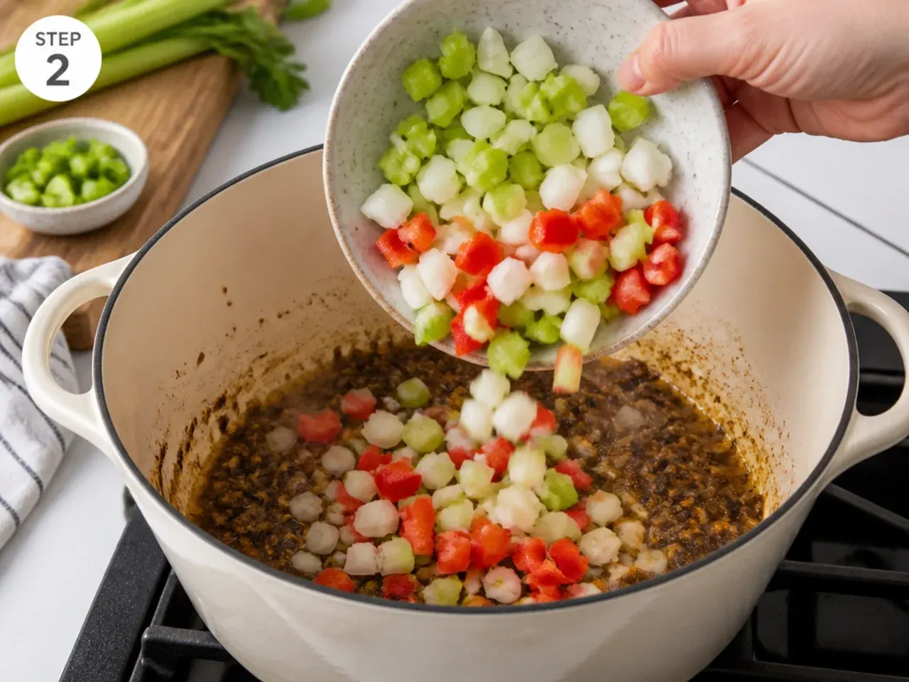 healthy gumbo recipe — step 2: add the holy trinity