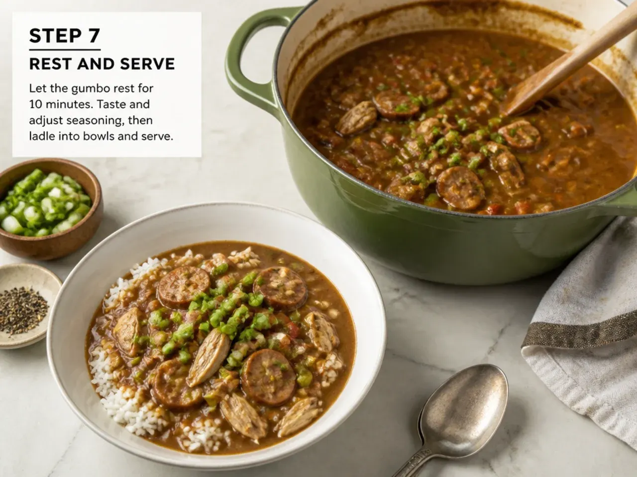 healthy gumbo recipe — step 7: rest and serve