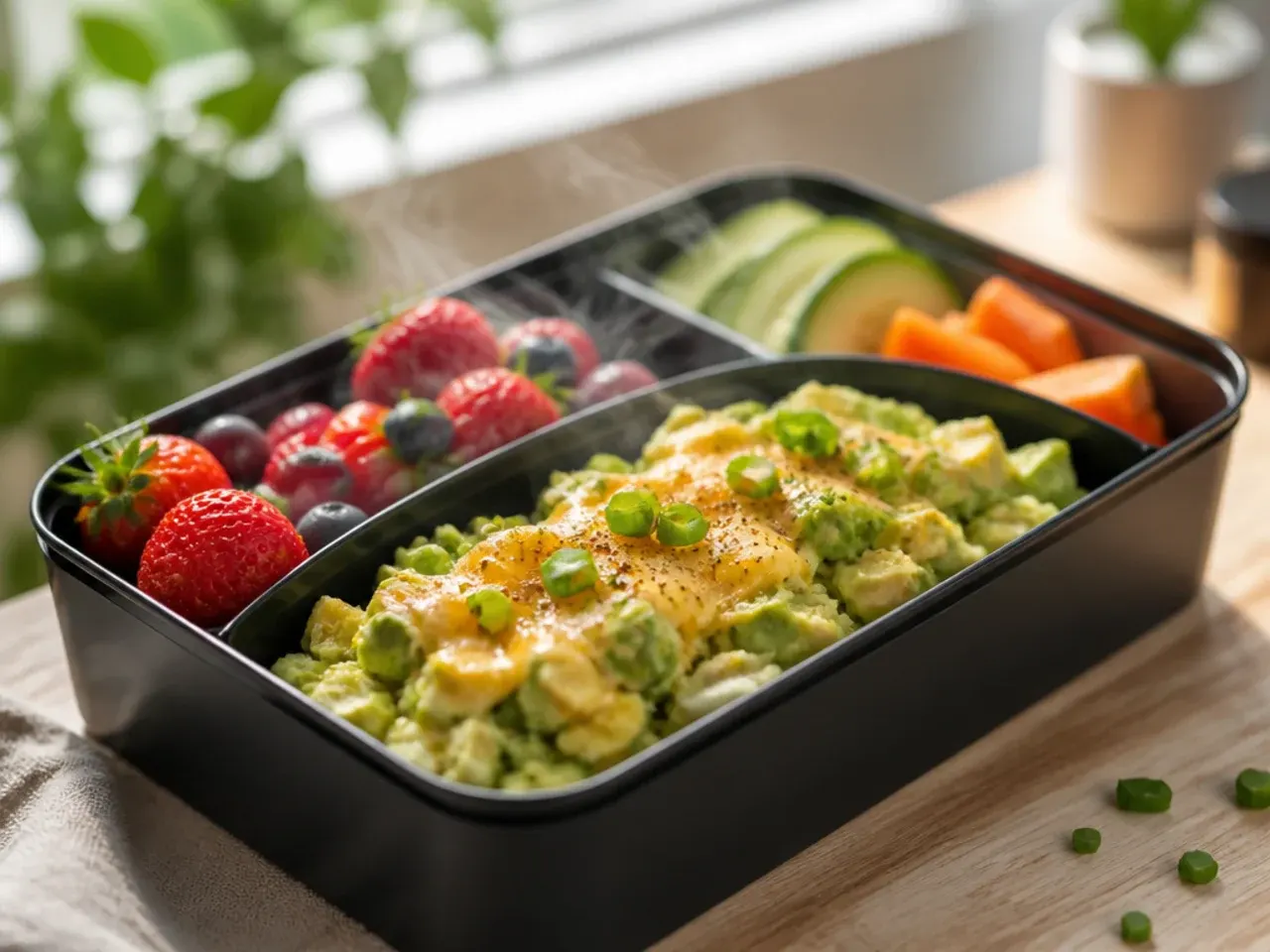 Creamy egg and avocado salad in a small pot beside oatcakes