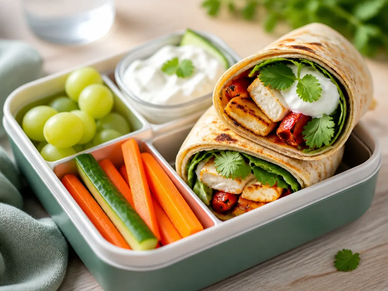 Halloumi and roasted pepper wrap sliced in half