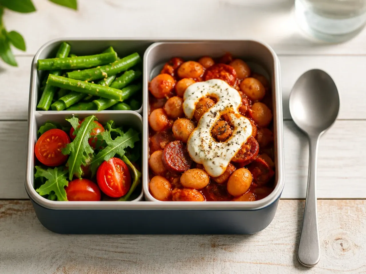Smoky chorizo and butter bean lunch box with parsley