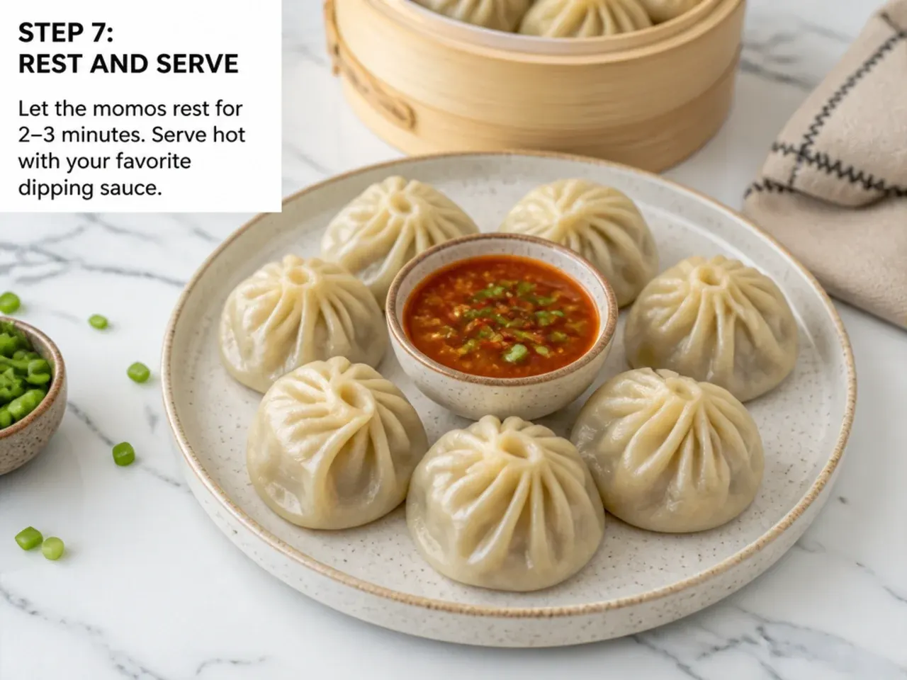 healthy momos recipe — step 7: rest and serve