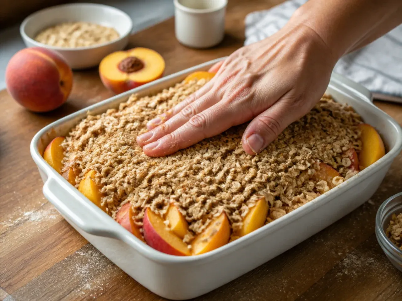 healthy peach crisp recipe step 16