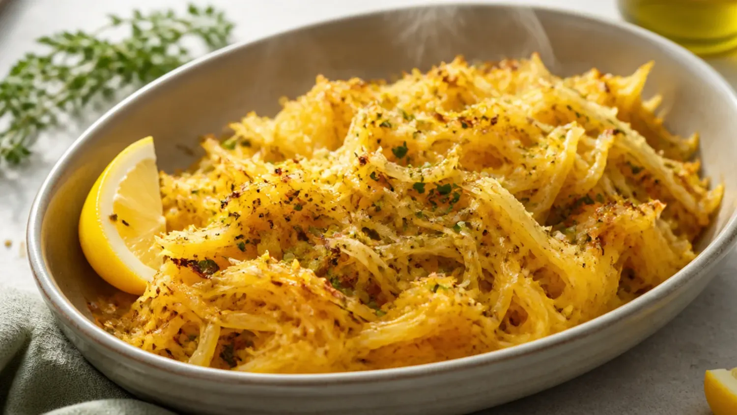 Roasted spaghetti squash halves filled with turkey bolognese sauce and melted mozzarella on a wooden board
