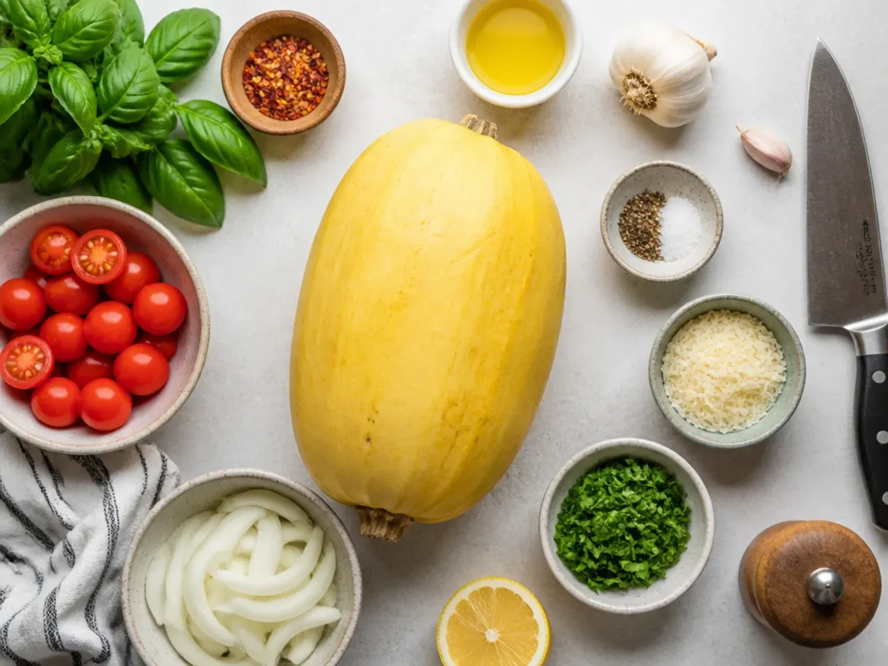 Fork piercing the skin of a roasted spaghetti squash half to test doneness