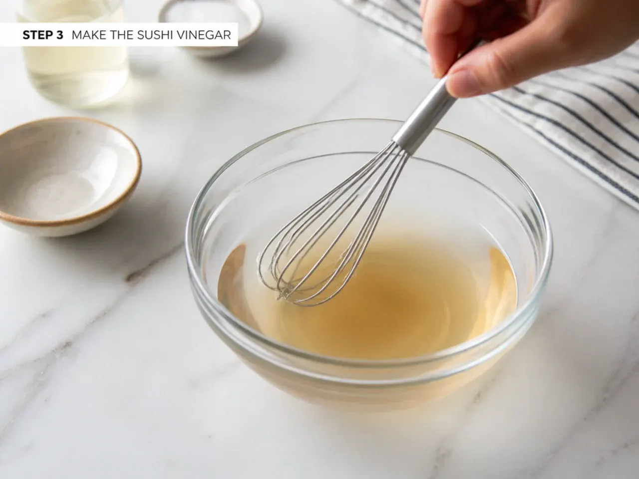 healthy sushi bowl — step 3: make the sushi vinegar