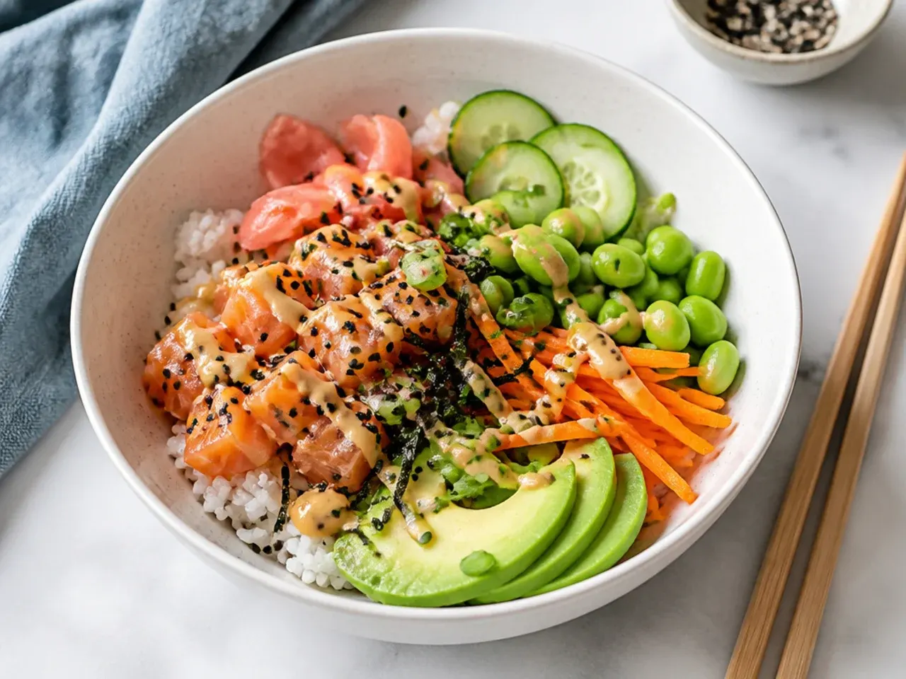 healthy sushi bowl — playful kid-friendly deconstructed bowl