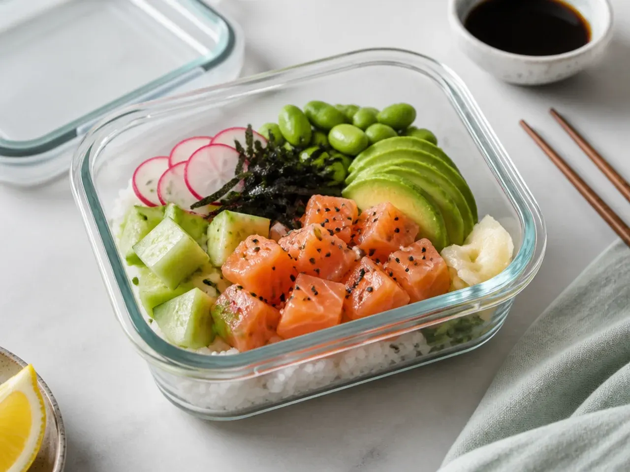 healthy sushi bowl — storage and reheating