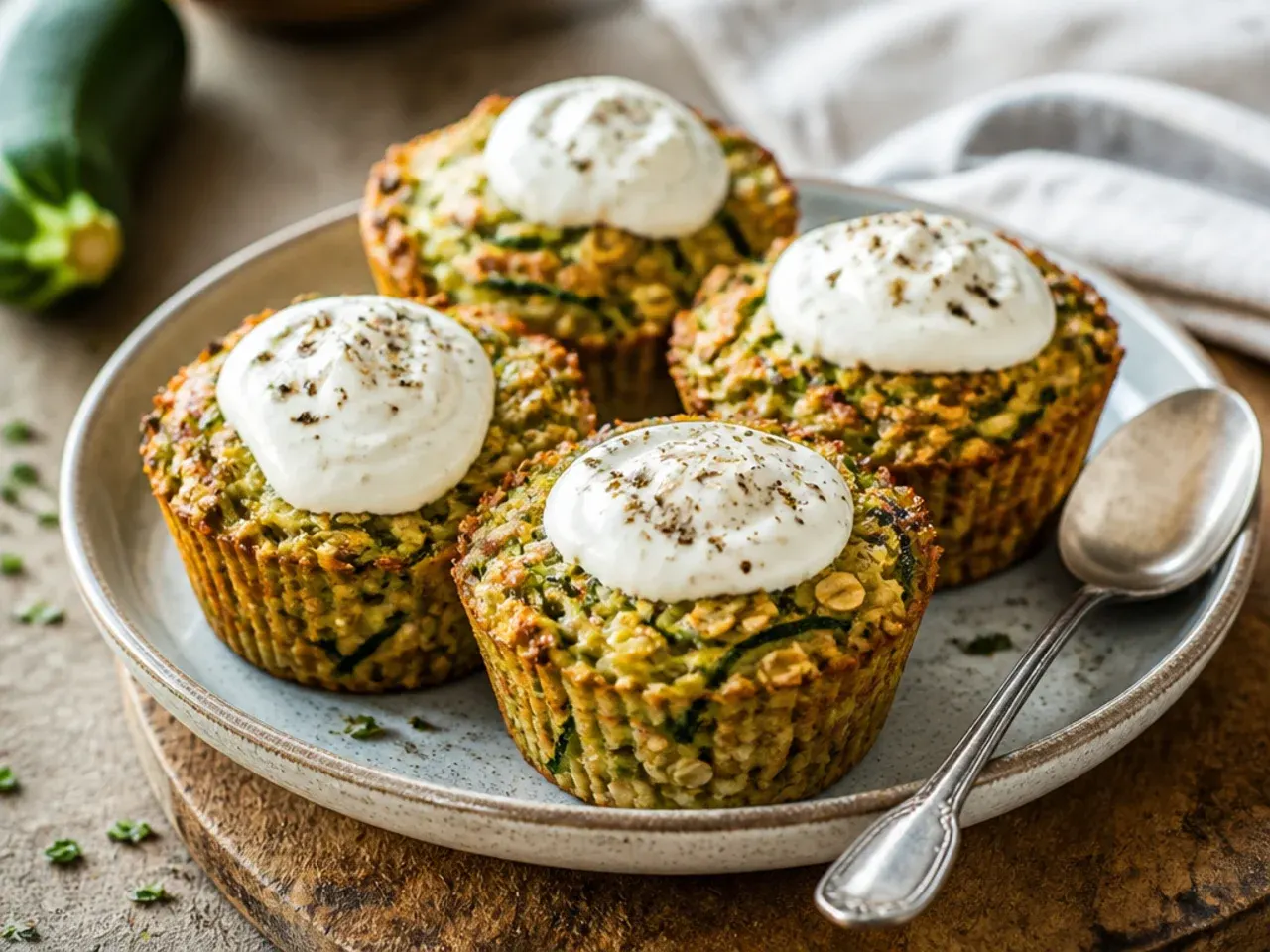 Wholesome zucchini and oat muffins cooling on a wire rack