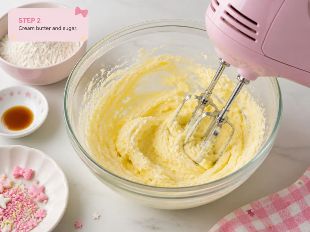 hello kitty bento cake — step 2: cream butter and sugar