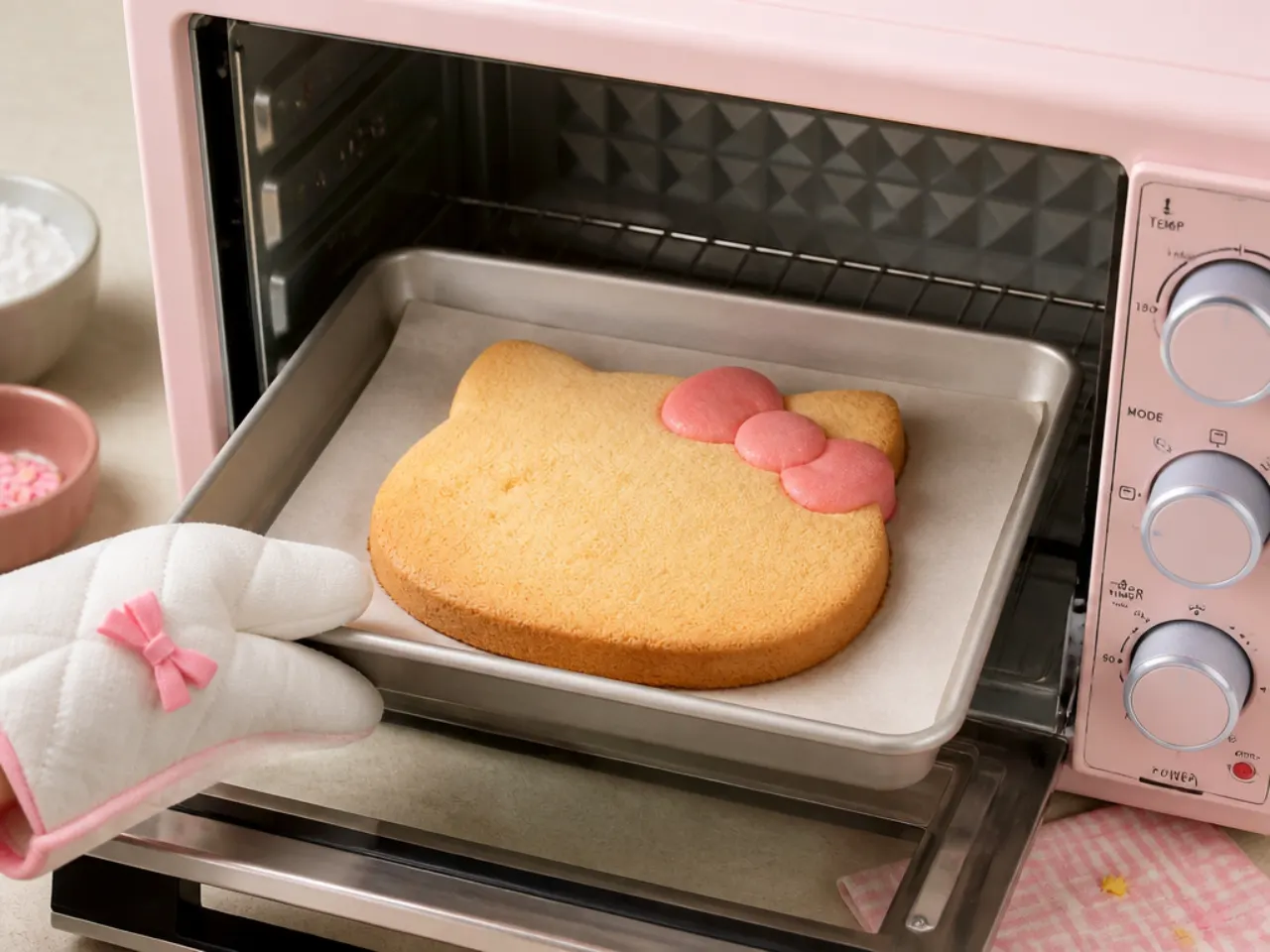hello kitty bento cake — step 5: bake