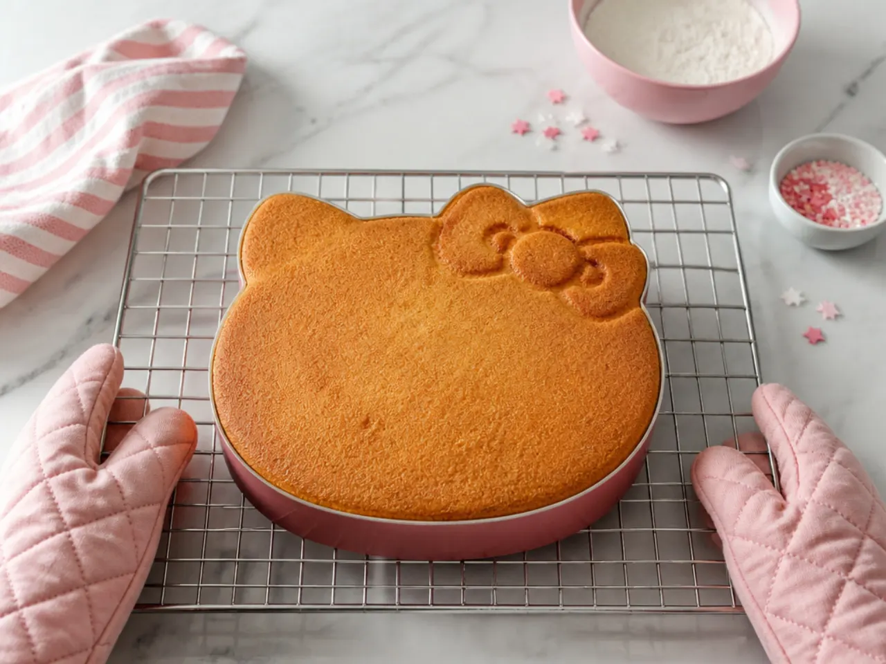 hello kitty birthday cake — step 5: bake and cool