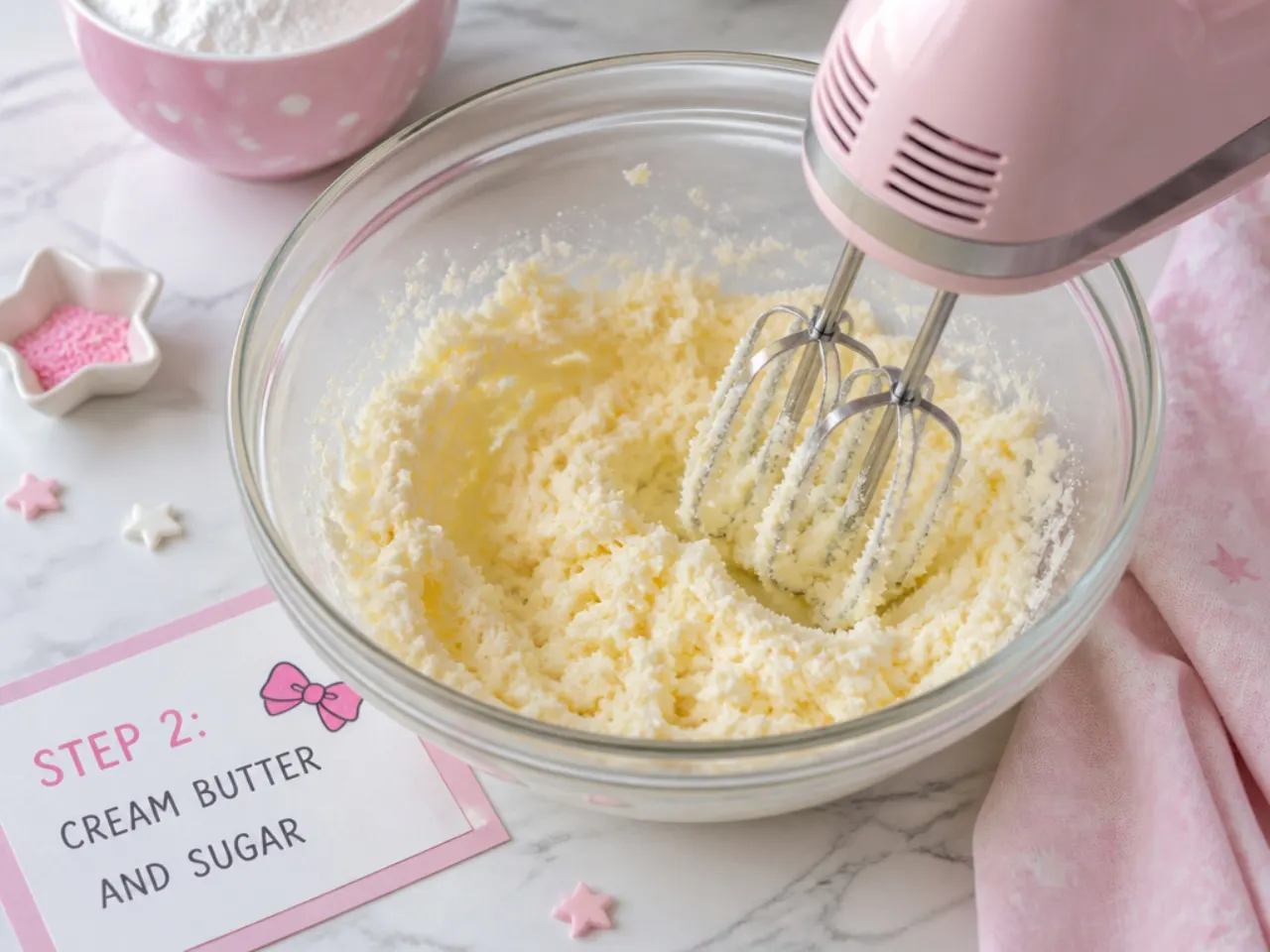 hello kitty cake designs — step 2: cream butter and sugar
