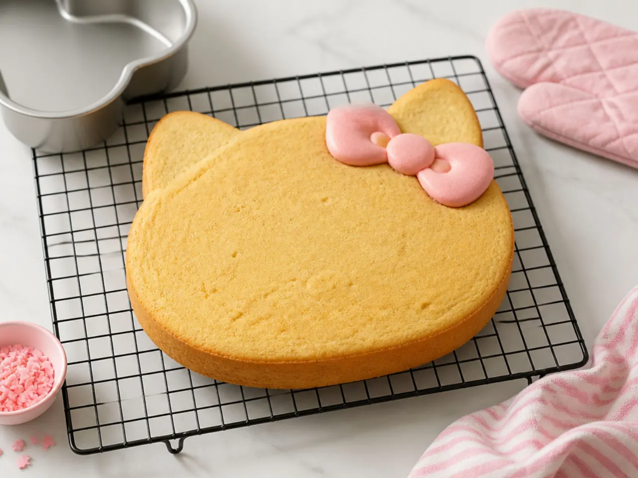hello kitty cake designs — step 5: bake and cool