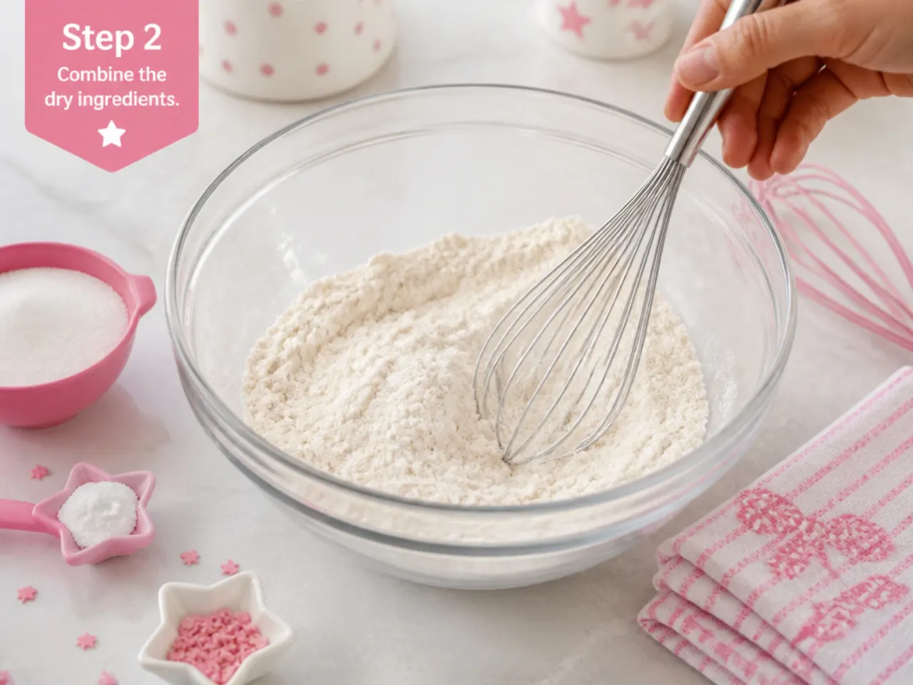 hello kitty cake for girls — step 2: combine the dry ingredients