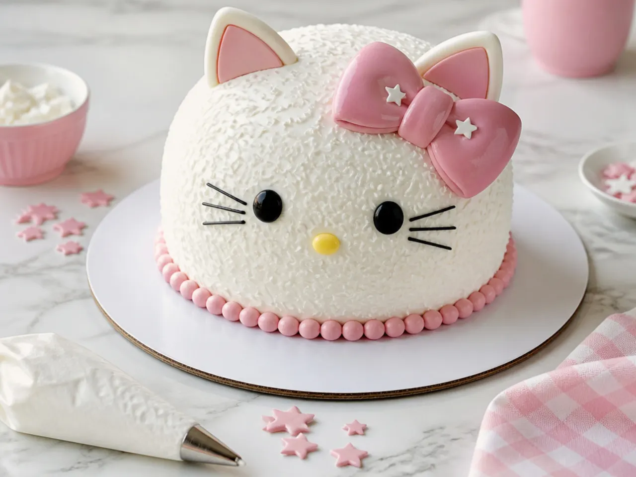Decorating tips for making a Hello Kitty cake for girls easier at home