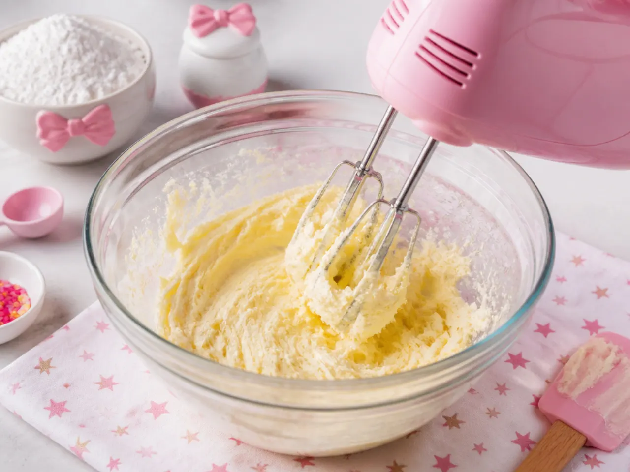 hello kitty cake ideas — step 2: cream the butter and sugar