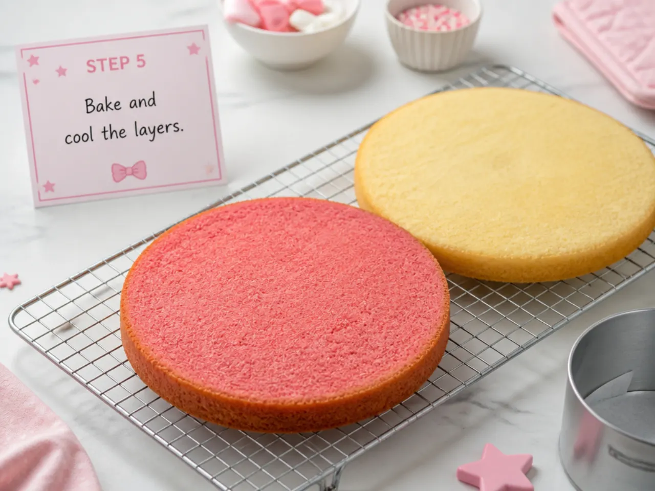 hello kitty cake ideas — step 5: bake and cool the layers