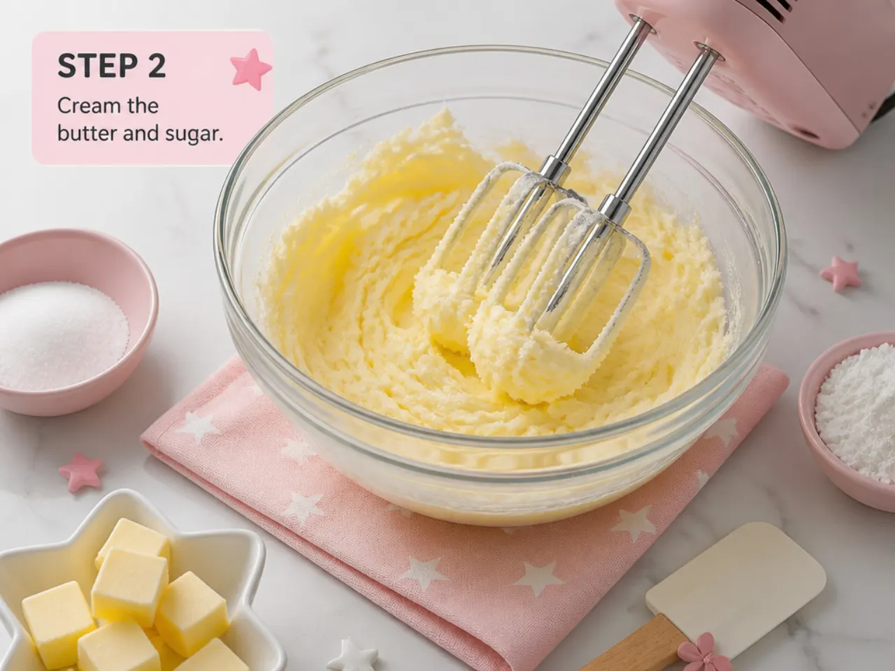 hello kitty cake topper — step 2: cream the butter and sugar
