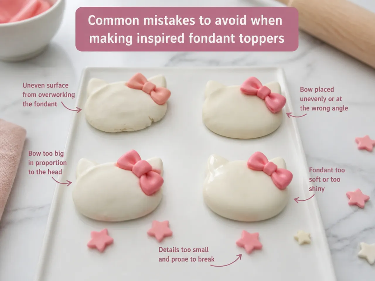 Common mistakes to avoid when making Hello Kitty fondant cake toppers