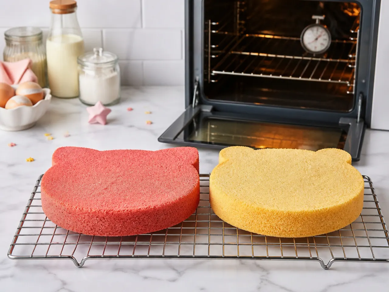 hello kitty cake vs bakery — step 5: bake the layers