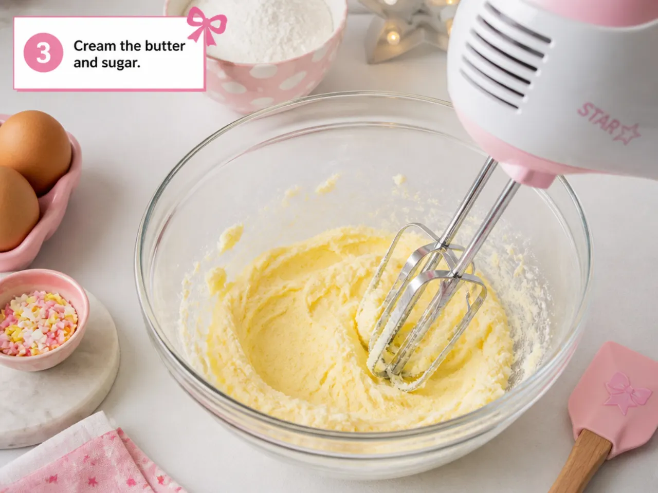 hello kitty cupcakes — step 3: cream the butter and sugar
