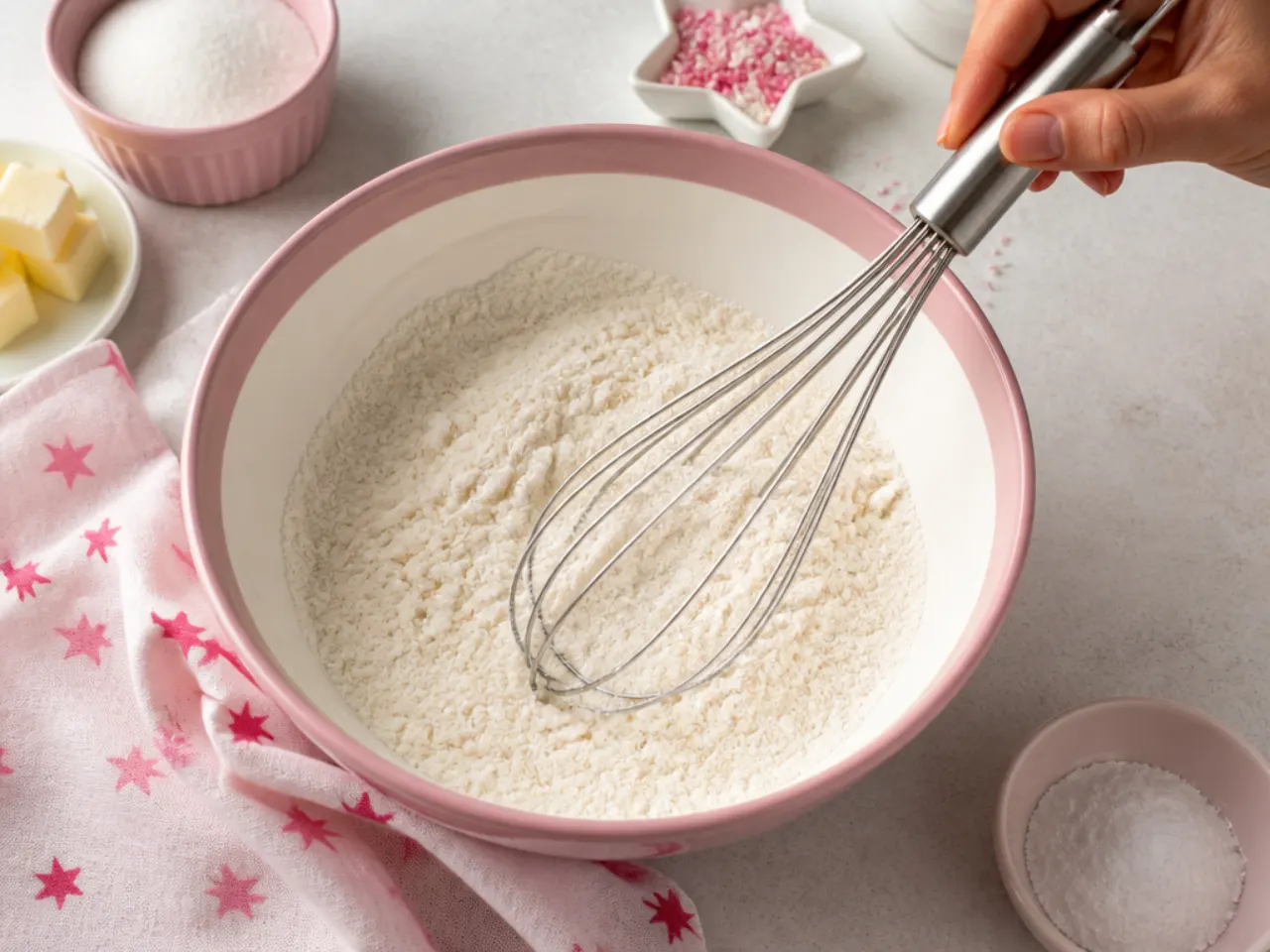 hello kitty smash cake — step 2: combine the dry ingredients