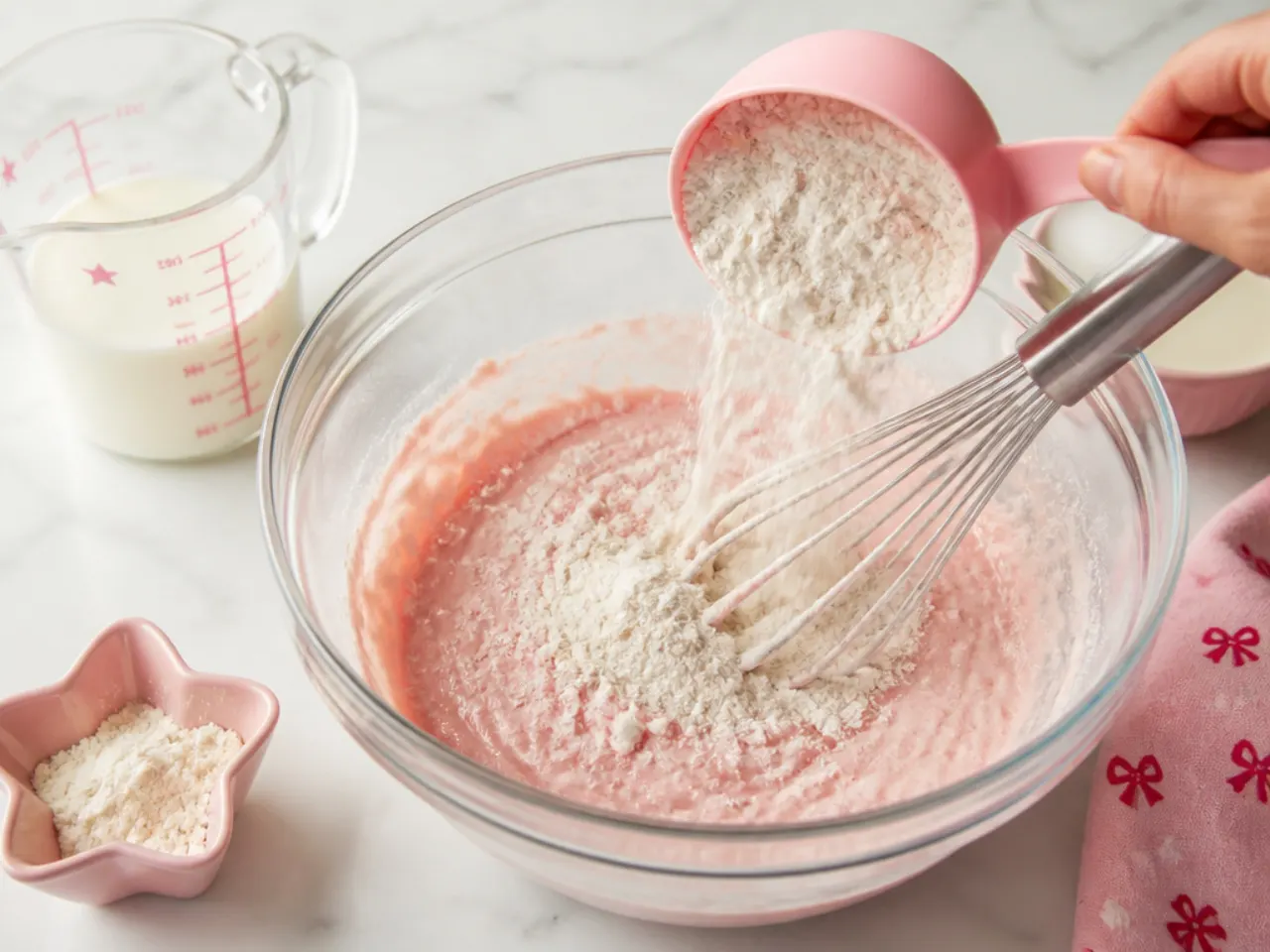 hello kitty smash cake — step 5: alternate flour and milk