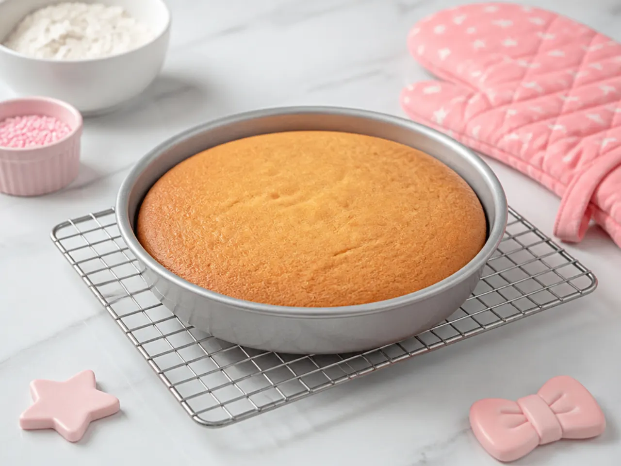hello kitty smash cake — step 6: bake and cool
