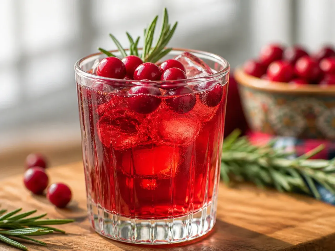 Table spread of festive holiday drinks including mulled wine, eggnog, and garnished cocktails surrounded by pine and cinnamon sticks