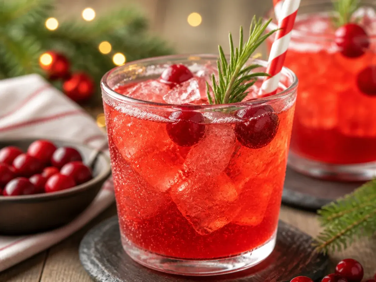 Shirley Temple mocktail with a red-to-gold gradient garnished with a cherry