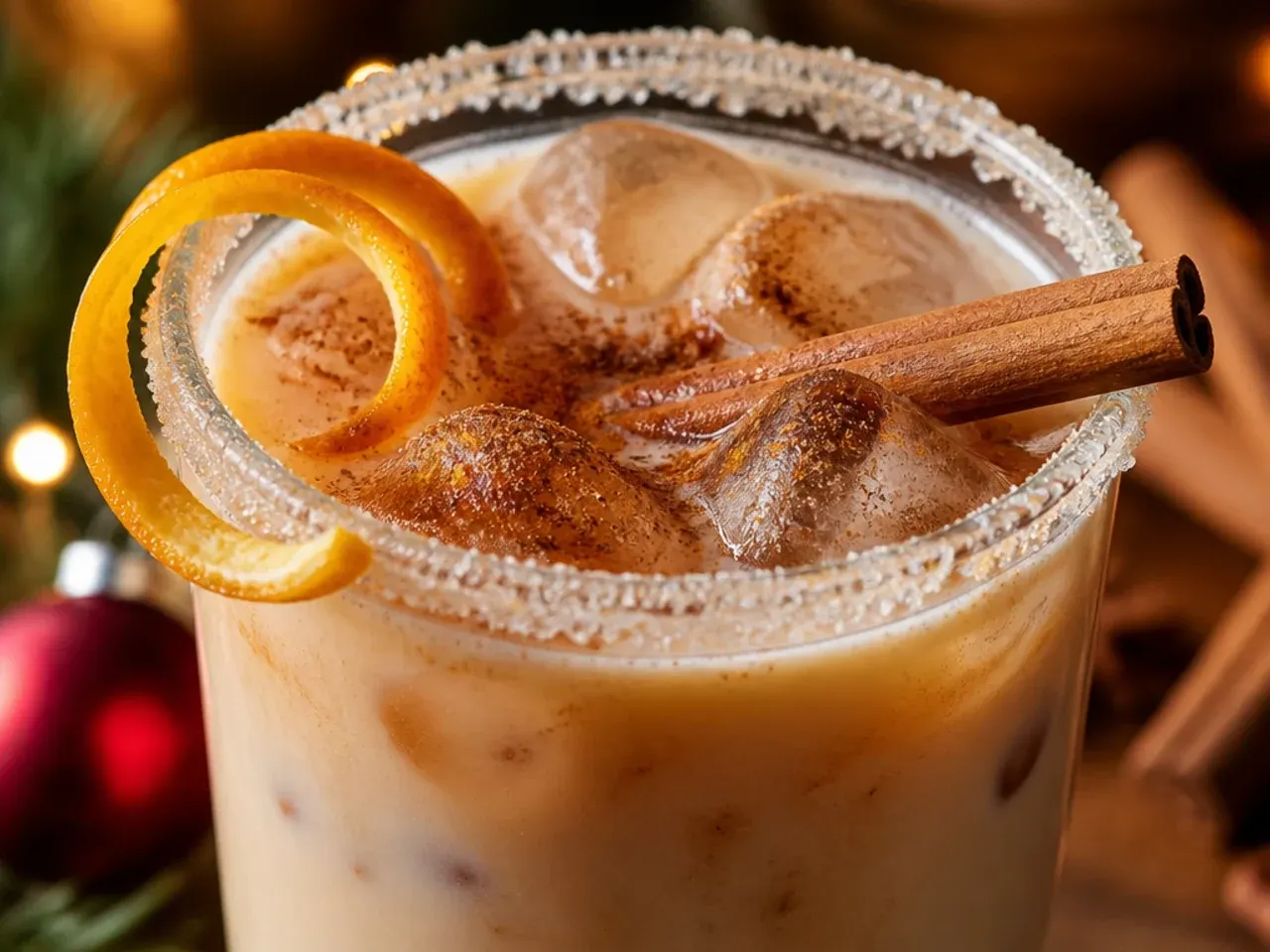 Spiced chai concentrate latte with visible spices and milk swirl