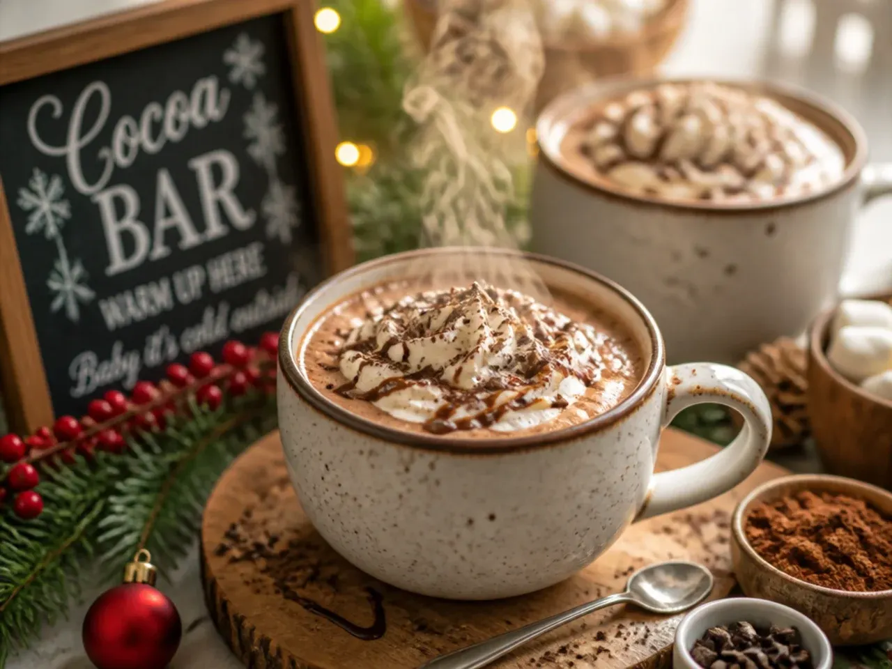 Simple three-ingredient hot cocoa in a plain white mug