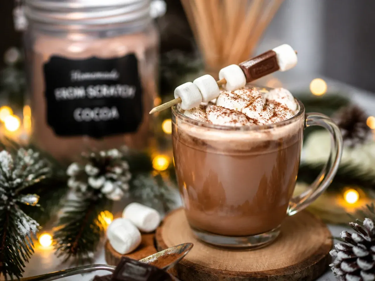 From-scratch hot cocoa made with real dark chocolate