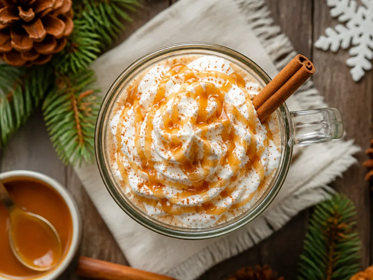 An iced holiday vodka drink with crushed ice and a frozen rosemary sprig