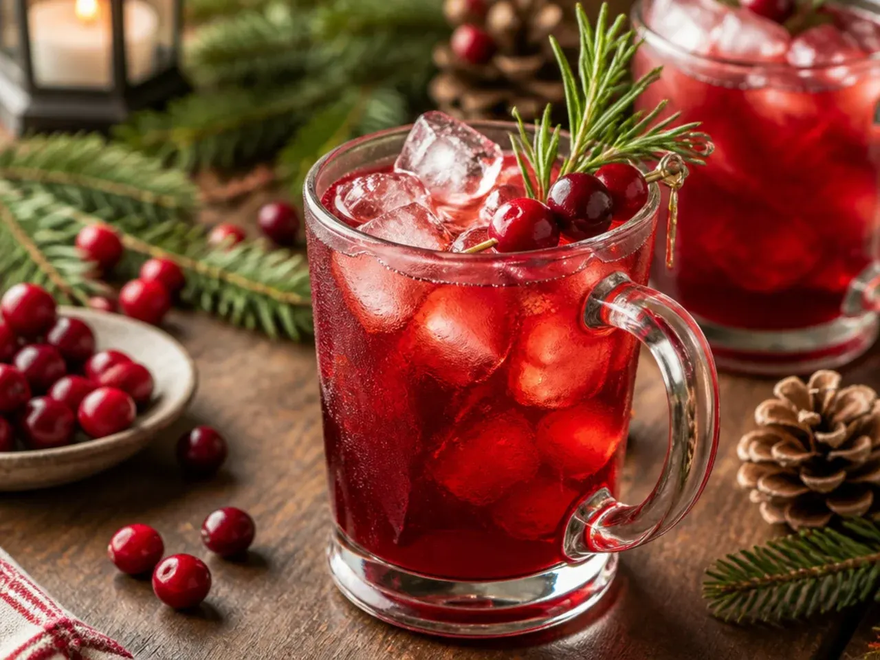 A classic holiday vodka drink in a stemmed glass with an orange twist