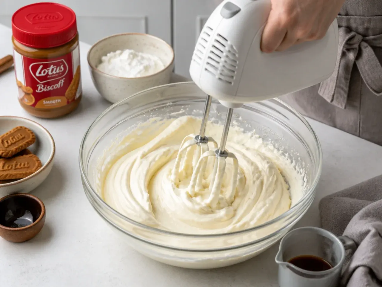 homemade biscoff cheesecake — step 3: beat the cream cheese base