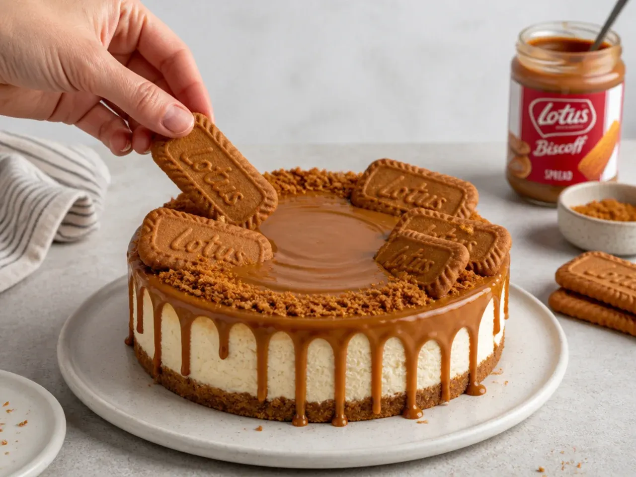 homemade biscoff cheesecake — step 7: add the topping and decorate