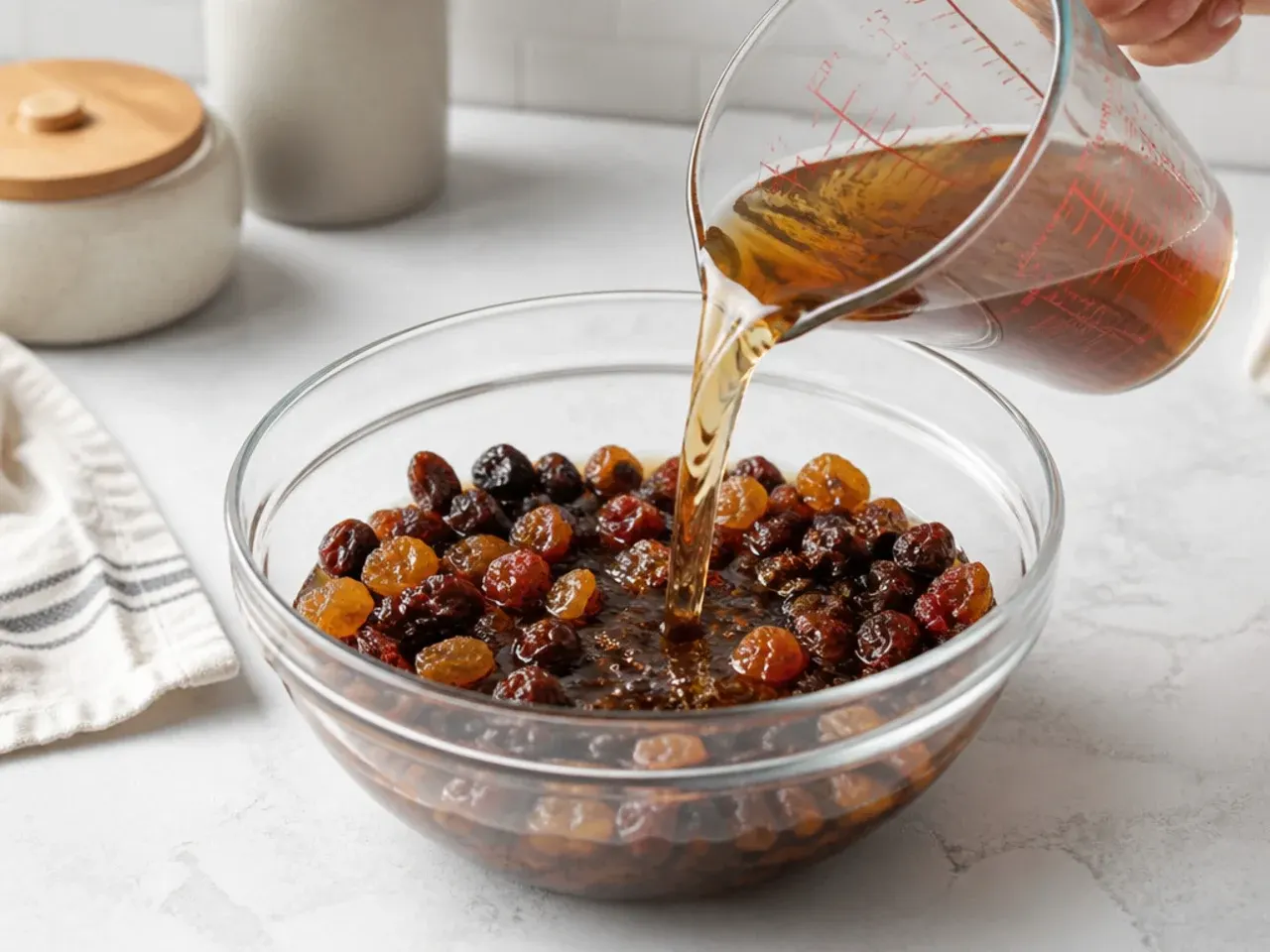 homemade black cake — step 1: soak the fruit