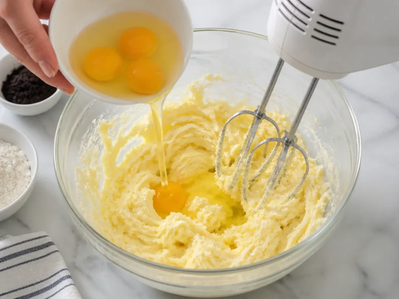 homemade black cake — step 4: cream the butter and add the eggs
