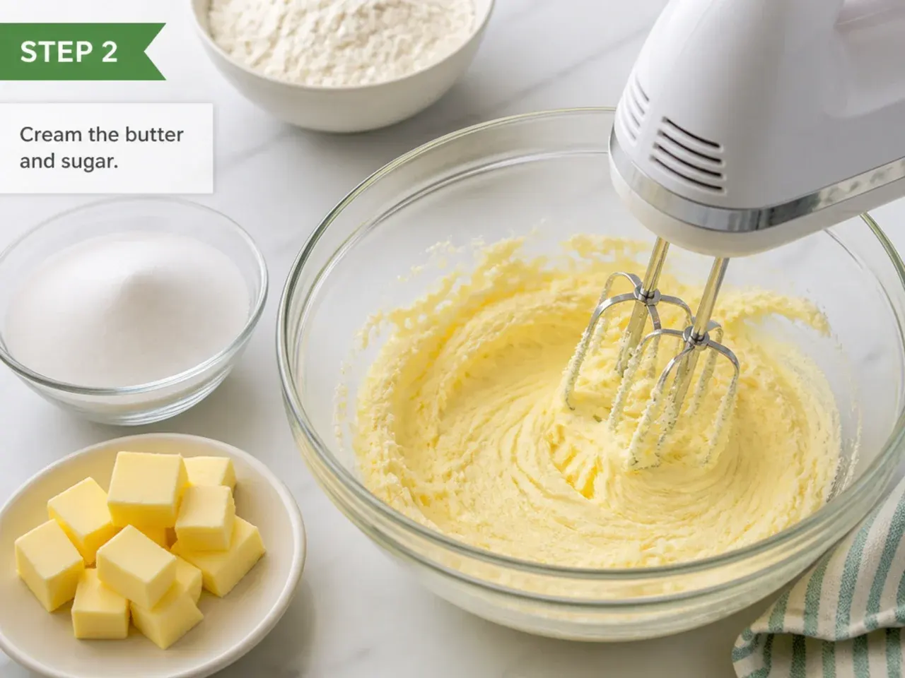 homemade dinosaur cake — step 2: cream the butter and sugar
