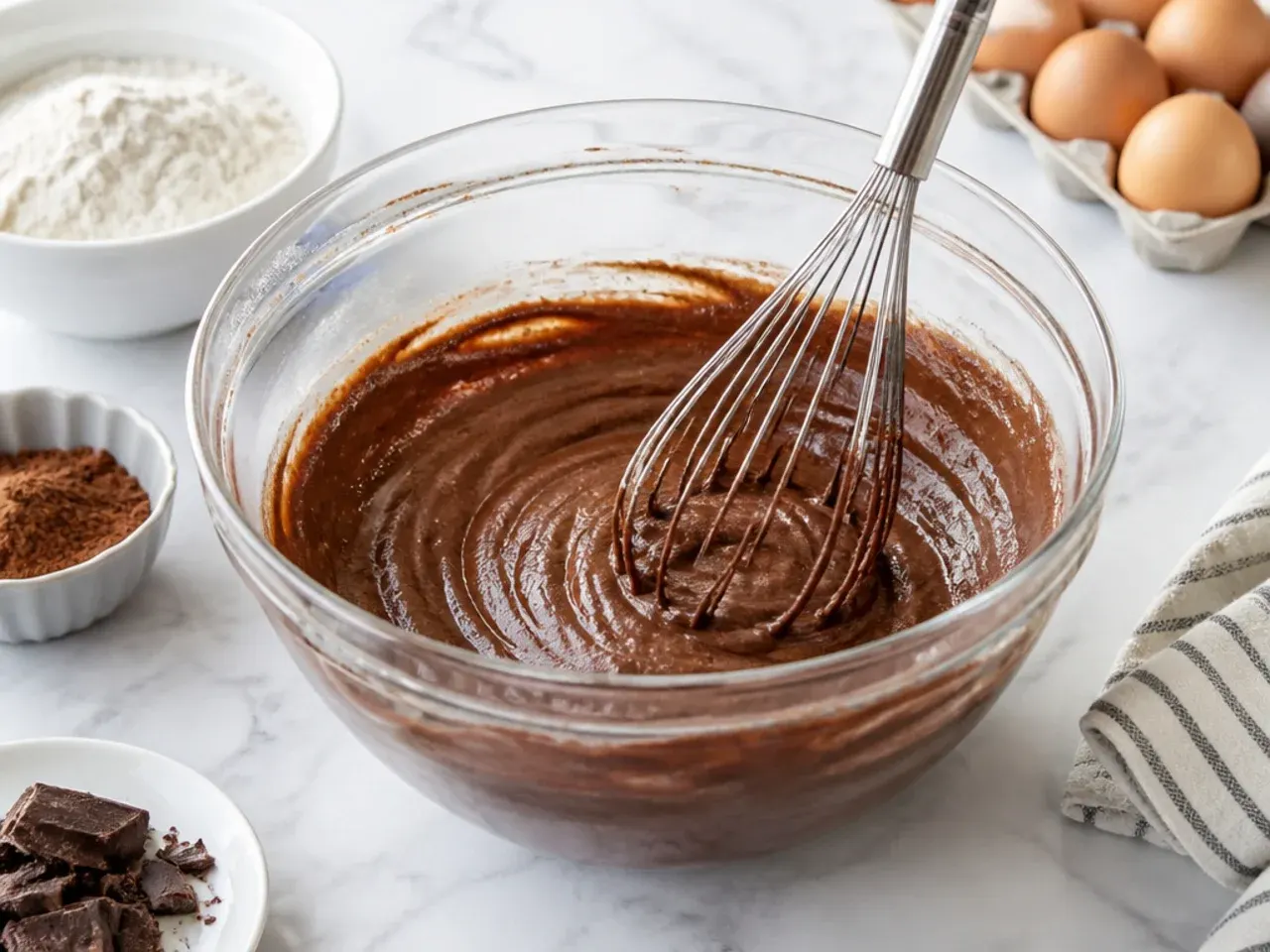 homemade football cake — step 1: mix the batter