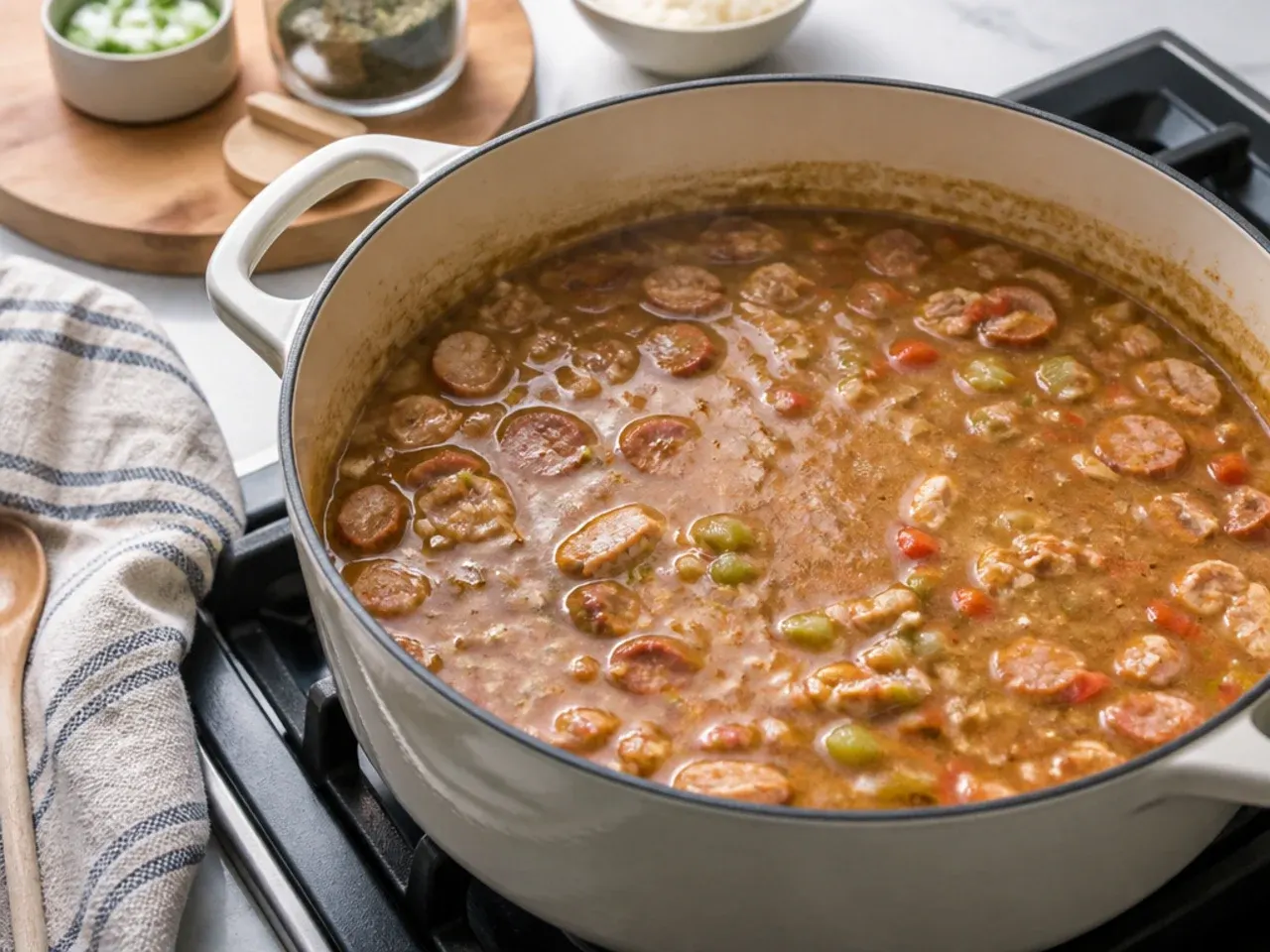 homemade gumbo — step 5: simmer low and slow