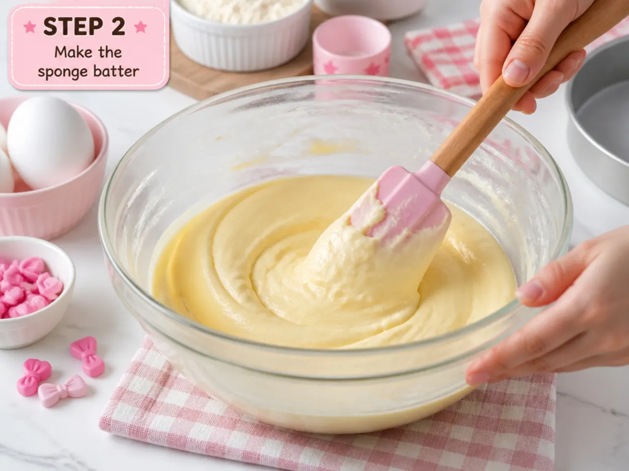 homemade hello kitty cake — step 2: make the sponge batter